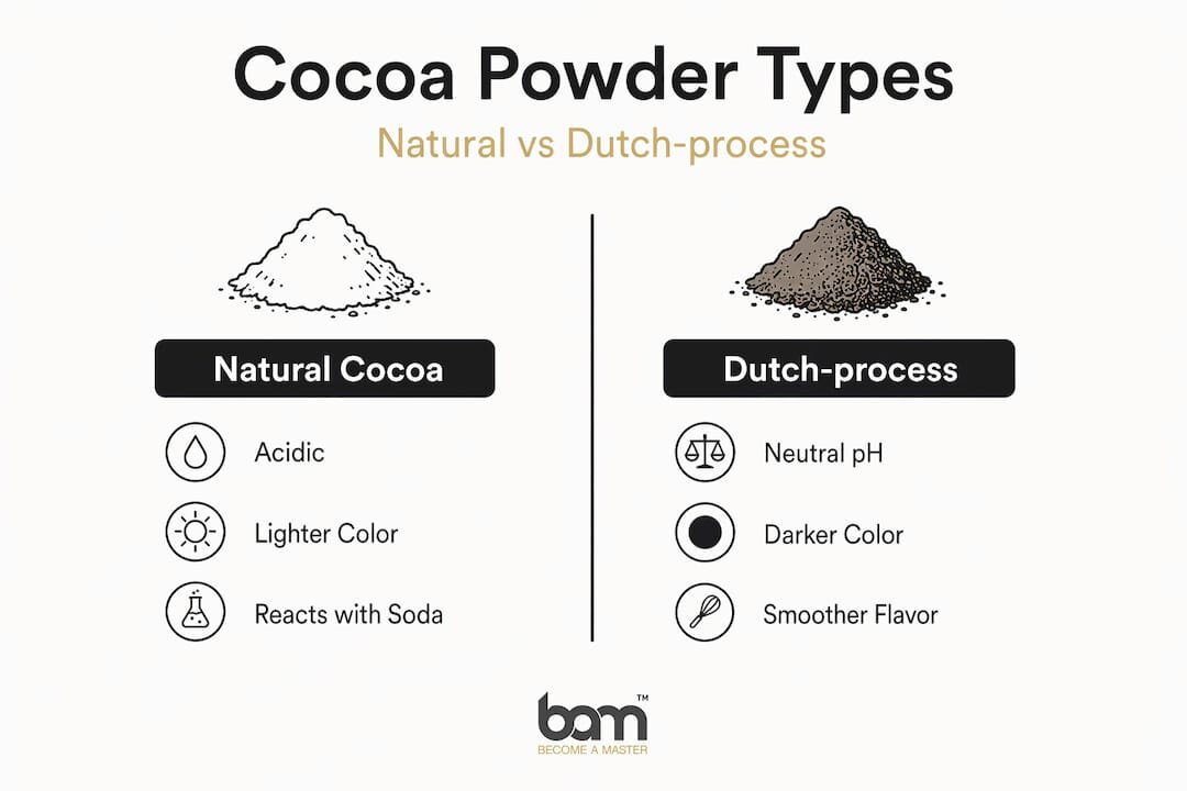 Infografica comparativa dei tipi di cacao in polvere