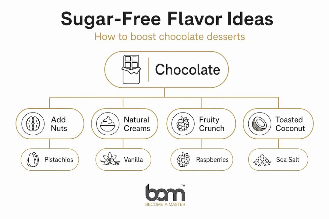 Infografica gerarchica dei gusti dei dolci al cioccolato senza zucchero