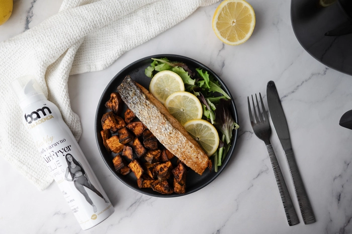 salmone e patate dolci al forno con lairfryer