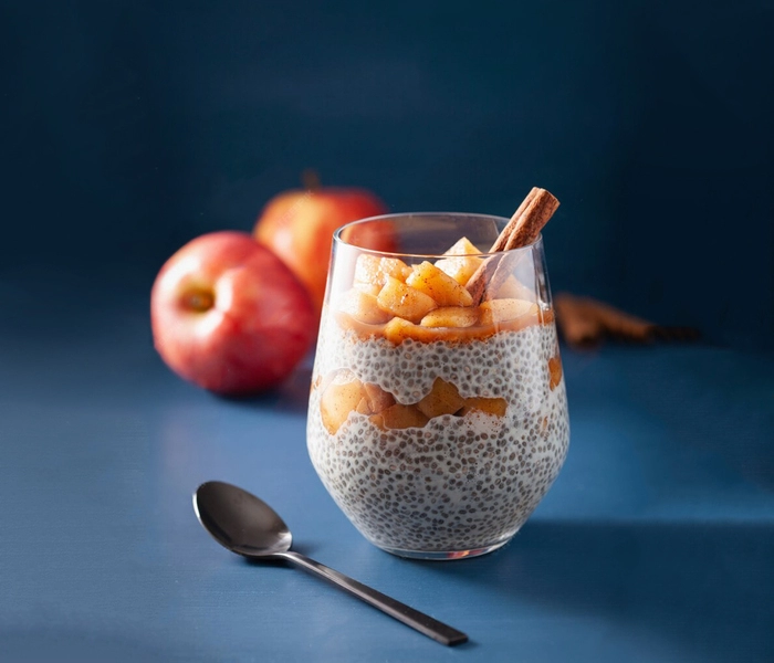 fit chia pudding al gusto di torta di mele