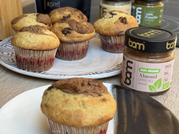 muffin succulenti con crema spalmabile al 100 di mandorle